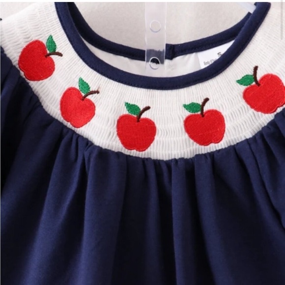 Toddler Back to School Apple Smocked Set - Picture 2 of 6